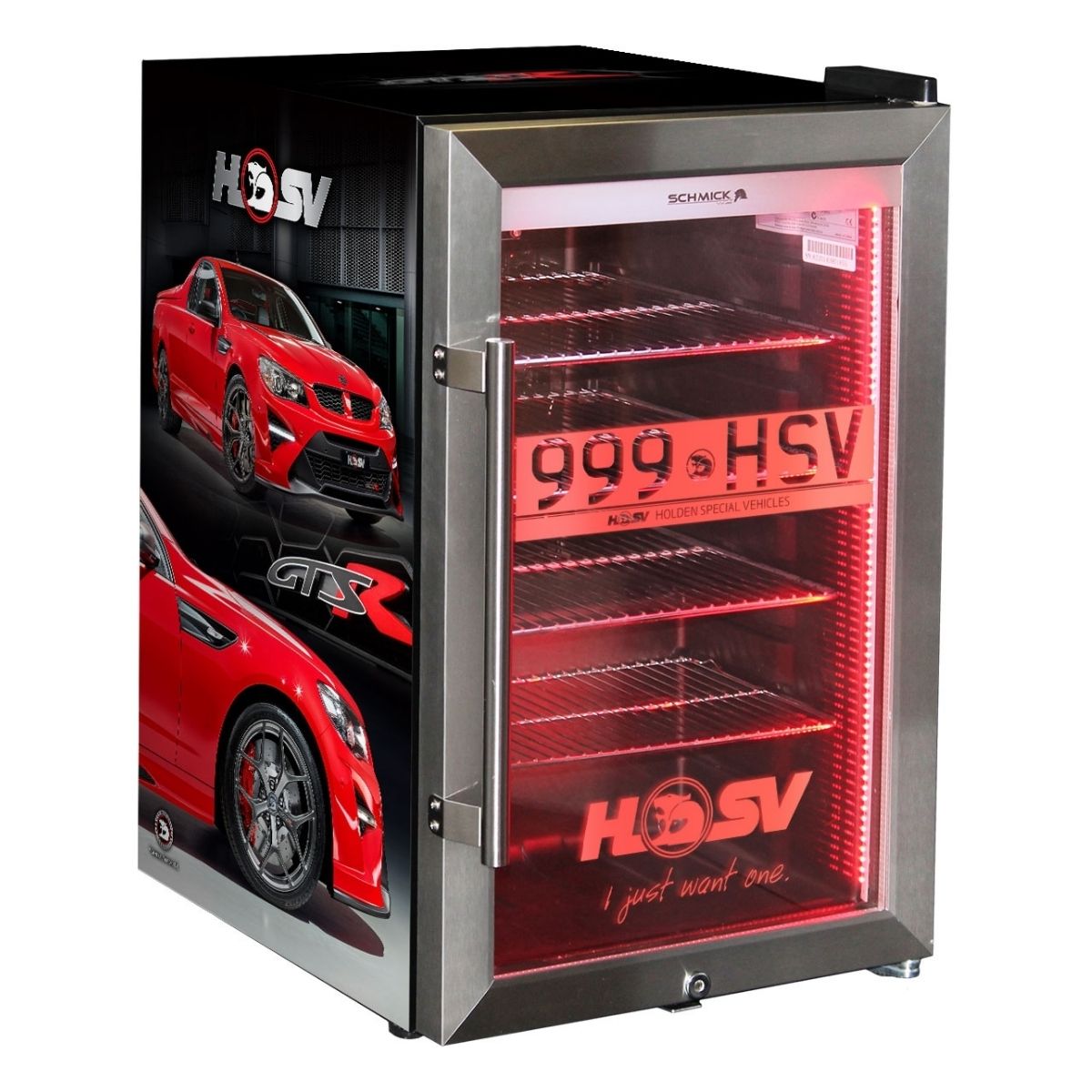 HSV Green/Red/Orange Tropical Bar Fridge 70Litre