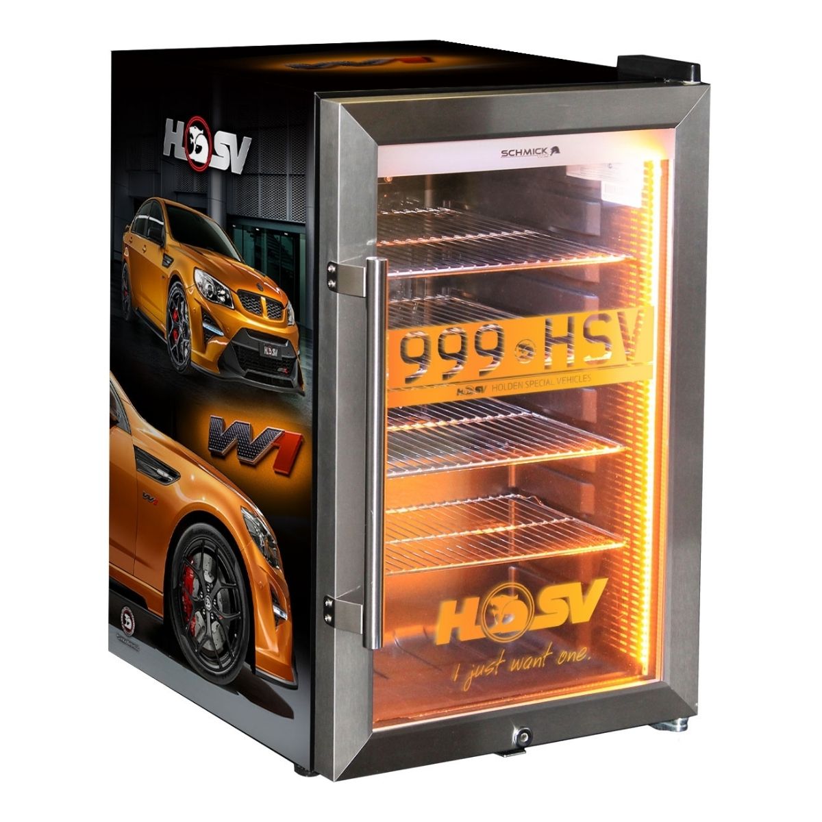 HSV Green/Red/Orange Tropical Bar Fridge 70Litre