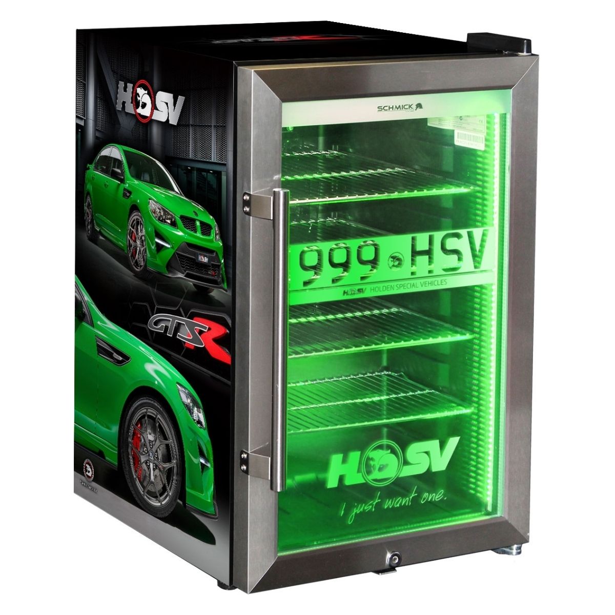 HSV Green/Red/Orange Tropical Bar Fridge 70Litre